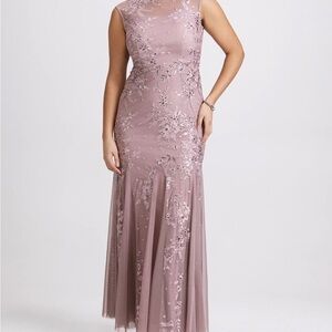 Laura Embroidered Tulle Fit & Flare Dress Size 14 Lavender Pink NWT